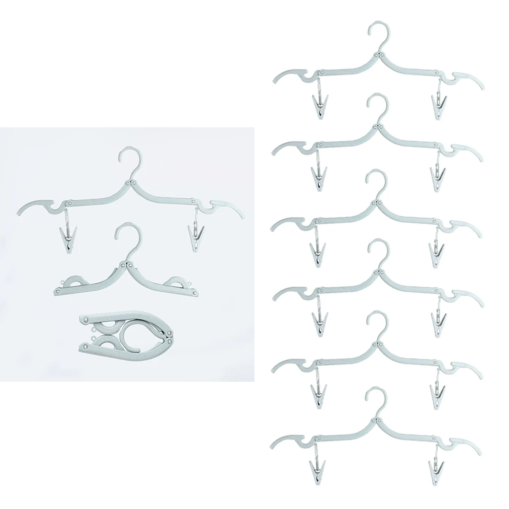 6Pcs Outdoor Camping Folding Plastic Clothes Hook, Travelling Hanger Racks