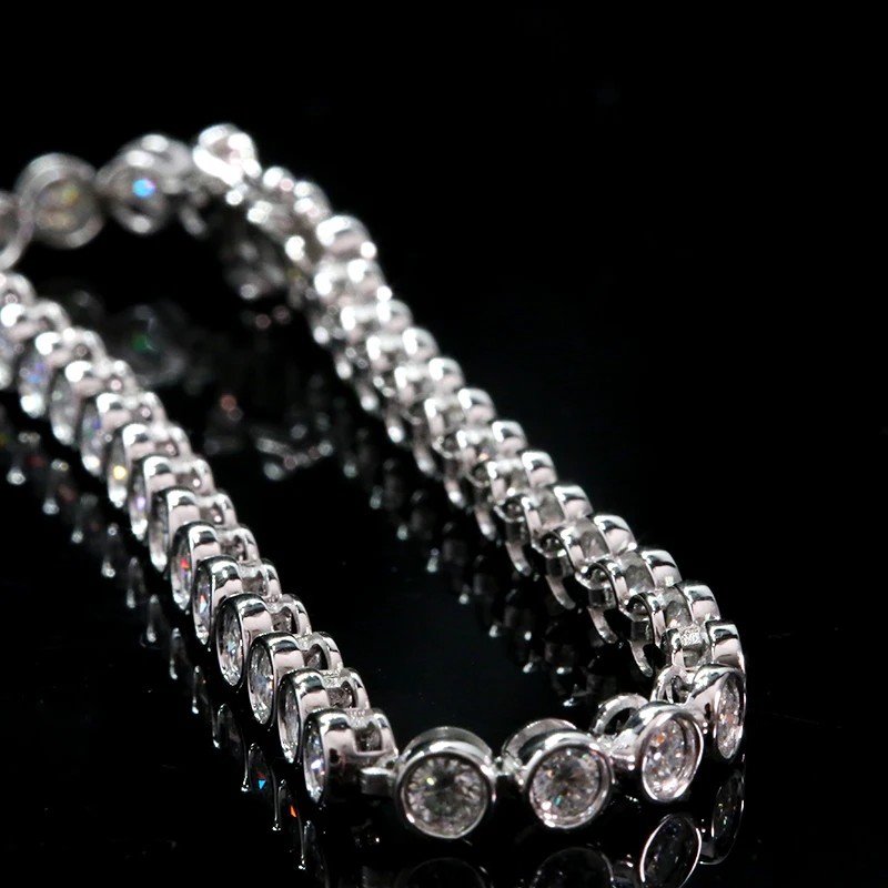AEAW Solid 14K белое золото DF 3 мм 4 мм 5 мм Moissanite лабораторный алмаз свадебный ободок браслет для женщин день рождения ювелирные изделия подарок