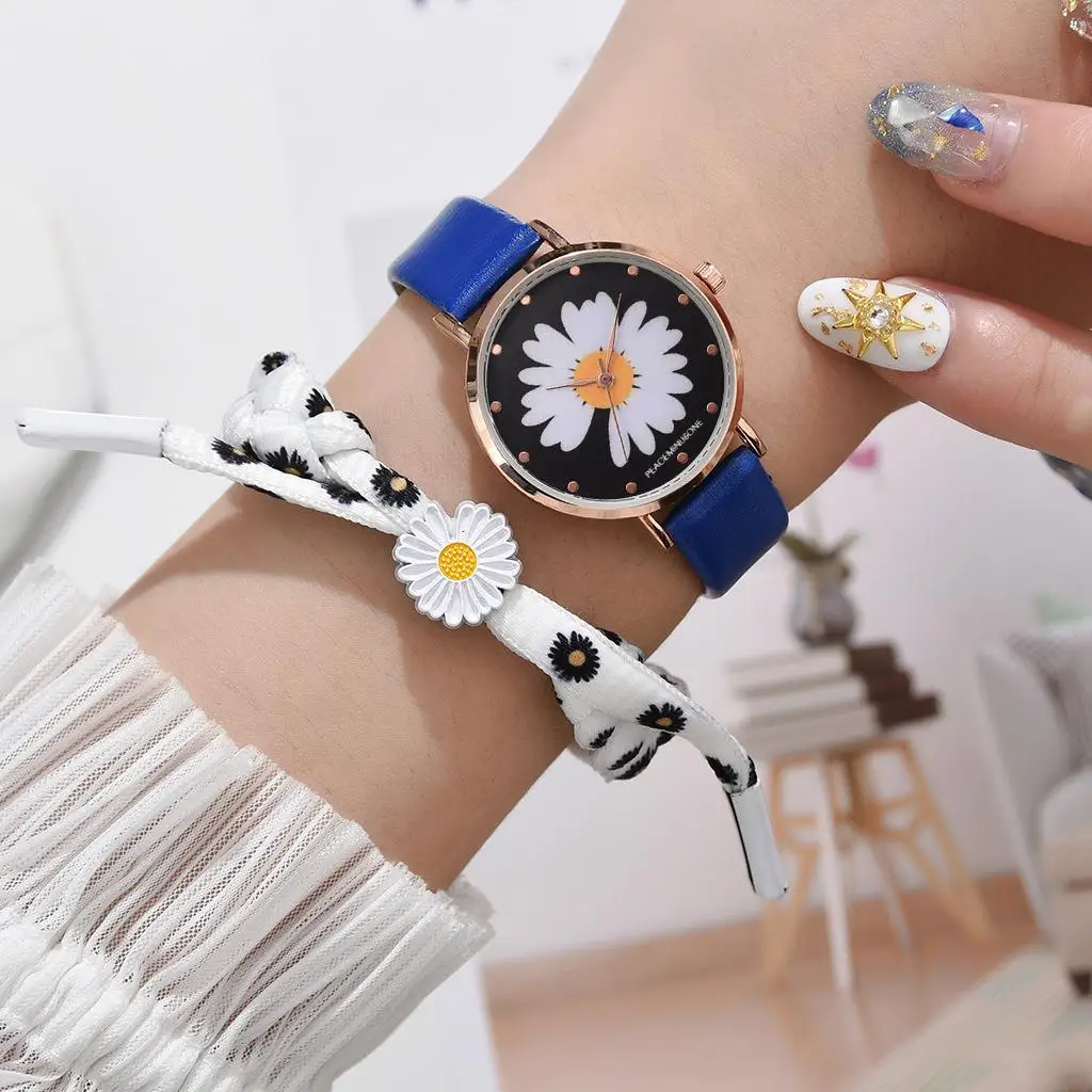 

Women Fashion Daisy Watches Small Black Vintage Leather Ladies Wristwatch 2020 Simple Watch Woman Quartz Clock Drop Shipping