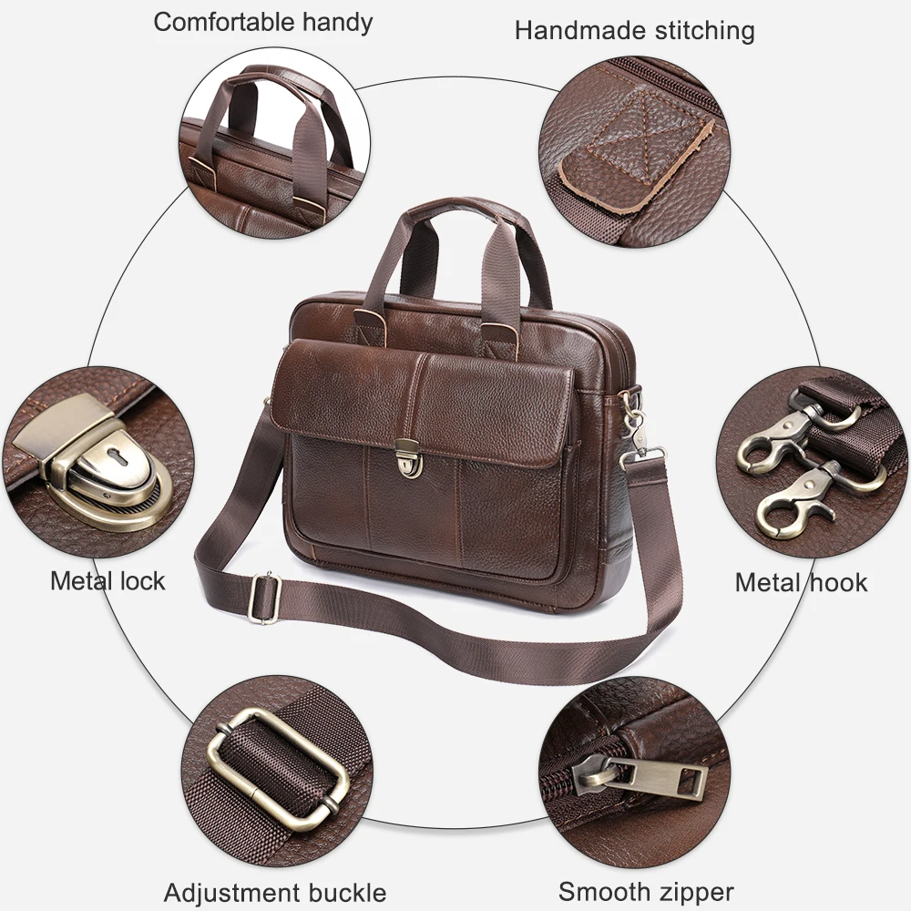 WESTAL Men's Briefcase Genuine Leather Laptop Bag 14 Men's Leather Handbags Office Bag for Men Porte Document  Bags for Man 315 3