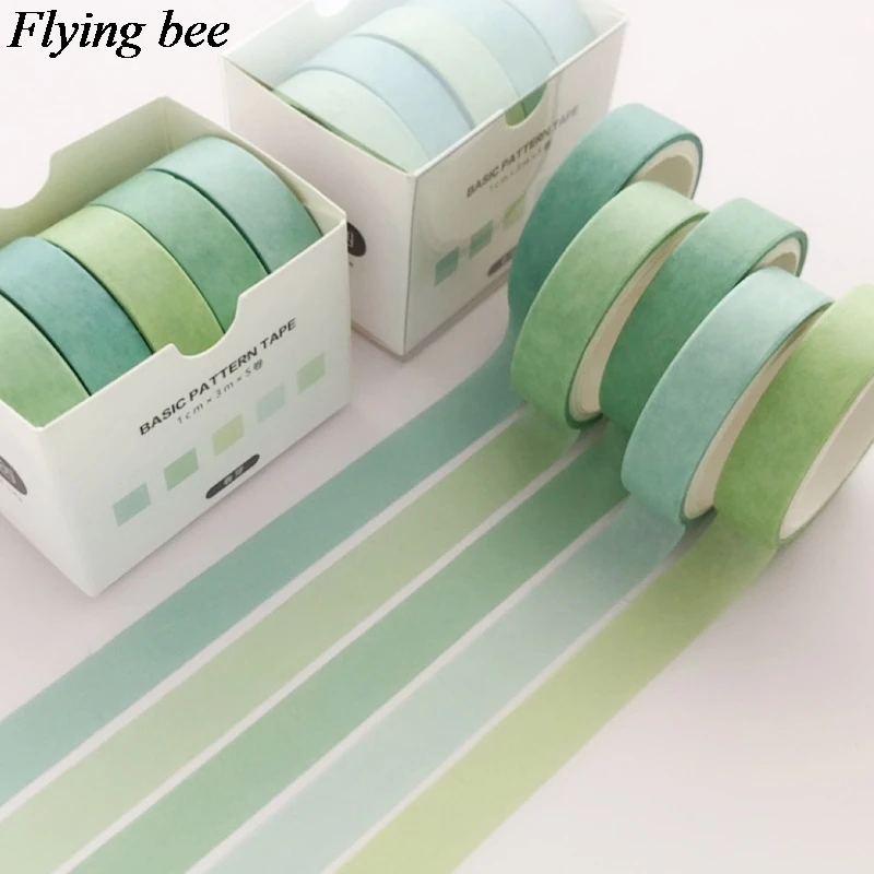 6 Flyingbee 5 шт./компл. 10 мм X 3 м модный набор декоративного скотча Васи Бумага DIY декоративная клейкая лента Канцелярские клейкая Ленточные принадлежности X0734 - Цвет: 6