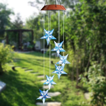 

Waterproof Portable Wind Chime Light Mobile Led Outdoor Hanging Solar Powered Garden Plastic Lamp Spiral Color Changing