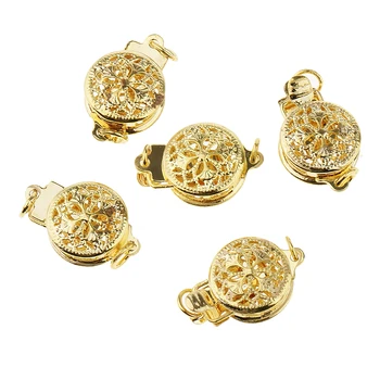 

5Pcs Gold color Jewelry Clasps Connectors Filigree Flower Hook For DIY Bracelets