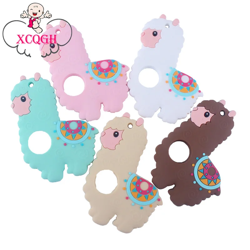 

XCQGH 5PCS Baby New Silicone Cute Animal Sheep Baby Teether Pacifier Chain Necklace Molar Stick Baby Teether