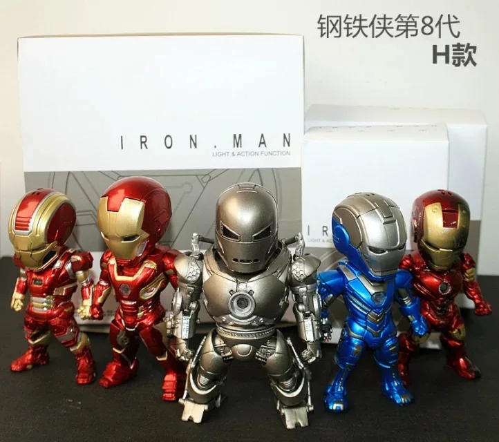 Yaya Аниме Железный человек Ironman1-9 поколение Железный человек 6-Set Люминесцентная капсула игрушка Гараж Комплект