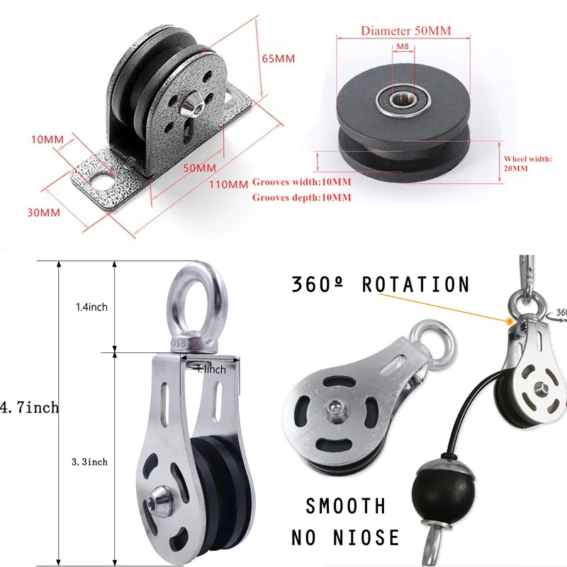 Fitness Stainless Steel Bearing Pulley Load for Lifting Workout