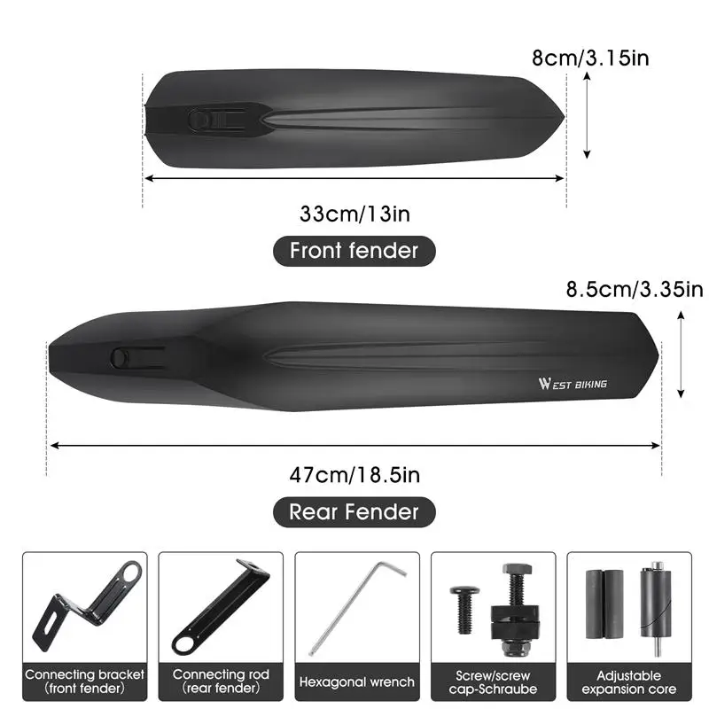 2pcs Bike Mudguard Set 22-24 inch MTB Bicycle Front Rear Fender Cycling Wheel Wings Mud Guard Mountain Bike Fender