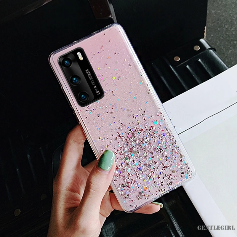 Прозрачный блестящий чехол со звездой для Huawei P20 P30 P40 Mate 20 30 Nova 3 5T 7i Honor 9A 9S 9C 9X Lite Pro