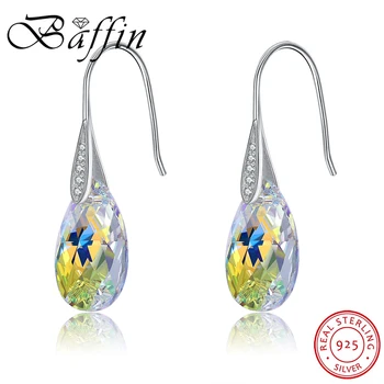 

Korean Pear-shaped Drop Earrings Real 925 Sterling Silver For Women Crystals From Swarovski-Elements Hanging Pendientes Gift