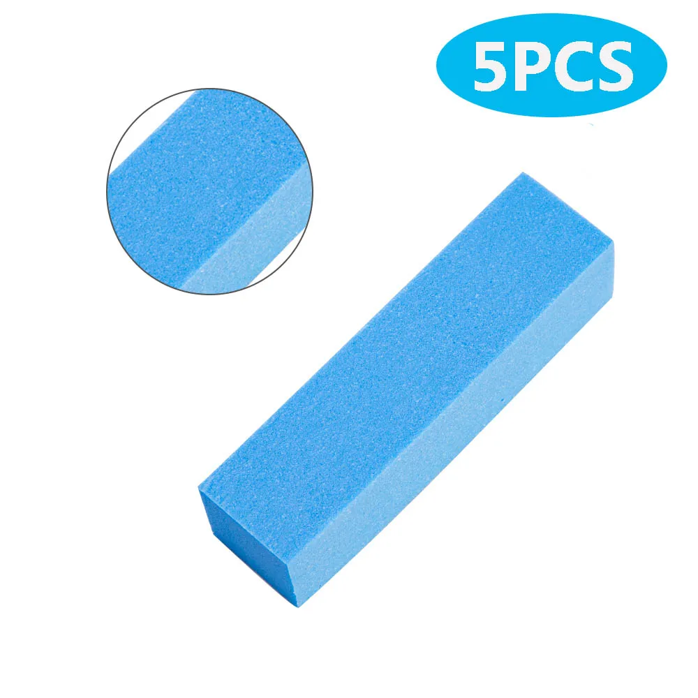 5Pcs Blue Пилка для ногтей УФ-гель белый пилочка для ногтей буферный блок лак для маникюра педикюра шлифовальный инструмент для дизайна ногтей - Цвет: 5Pcs Blue