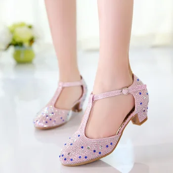 

New Children's High-heeled Single-shoe Version of Girl Princess Water Drill Show Shoes Toddler Sneakers Kid Shoes