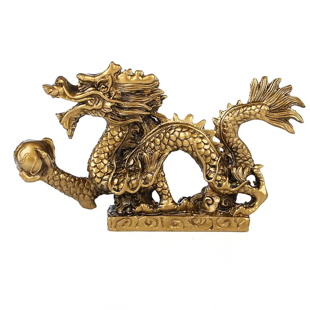 bronze-coloured KiWarm классическая китайская геомантия Золотая фигурка дракона Статуя Украшения на удачу и успех украшения дома ремесло - Цвет: bronze-coloured