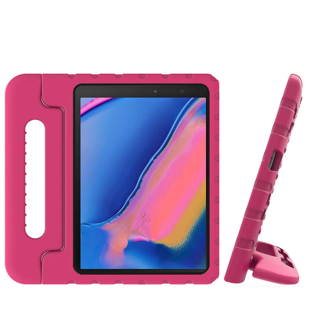 Для samsung Galaxy Tab A 8,0 SM-P200 P205 чехол для планшета EVA ударопрочный супер защитный чехол портативная ручка Защитная подставка - Цвет: Розово-красный