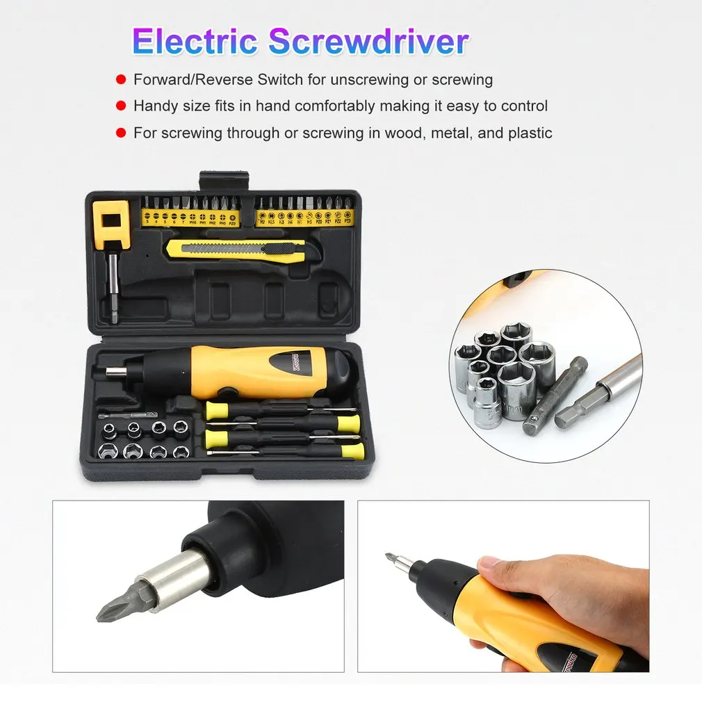 X-Power 6V Cordless Electric Screwdriver Drill Bit Kit Set Household DIY Screw Power Driver Sleeve Tool Set