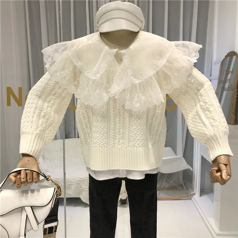 Стиль Лолита Питер Пэн воротник женские рубашки с длинными рукавами Blusas Femininas фонарь рукав Твердые Женские топы и блузки