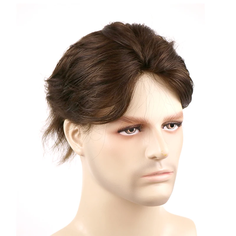 Medium Brown Fine Mono Men's Toupee Nautral Men's Hair Piece Human Hair Replacement 6x8 7x9 8x10 Free Shipping