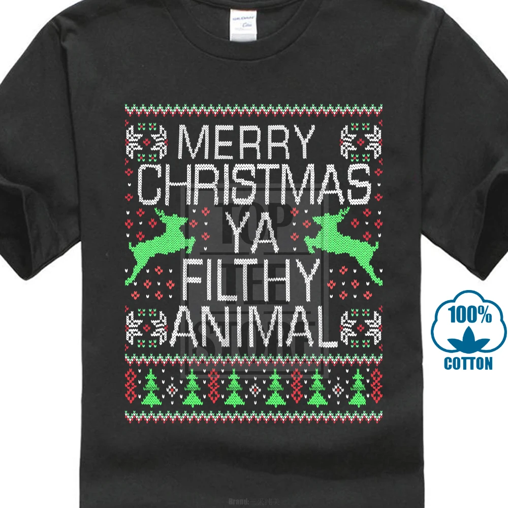 Домашняя безобразная футболка Merrry Christmas Ya грязные животные уродливые футболки