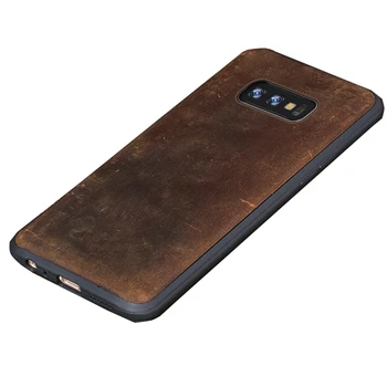 

LANGSIDI Genuine Leather Phone case For Samsung Galaxy s10 Case Crazy Horse leather Back cover For samsung s10 plus case covers