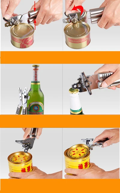 Littleduckling Manual Can Opener Multifunctional 3-in-1 Tin Opener with  Ergonomic Handle Professional Tin Can Opener Craft Beer Bottle Opener for