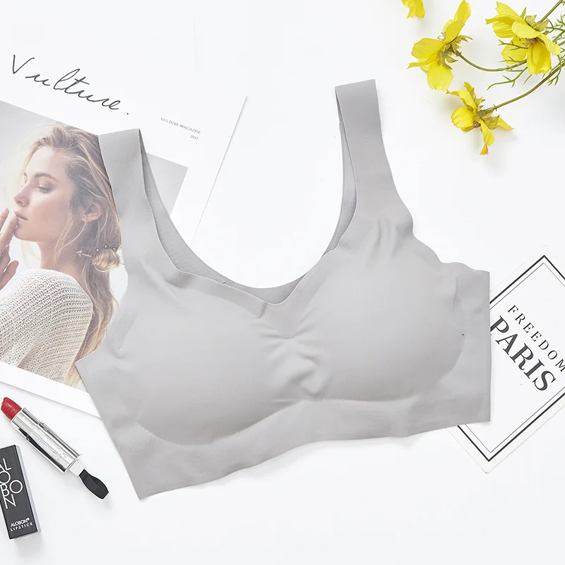Light Gray Женский бюстгальтер без косточек, однослойный спортивный бюстгальтер в японском стиле, бесшовное белье, спальный японский бюстгальтер, удобный - Цвет: Light Gray