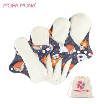 

Mora Mona Printed pattern on color background reusable menstrual pads 4 size breathable women cloth pad