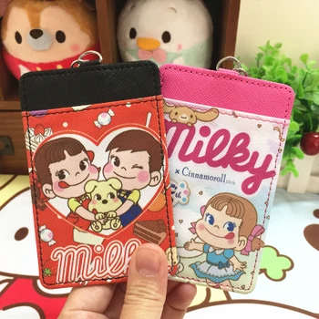 

IVYYE 1PCS Milk Girl Boy Fashion Anime Card Holder PU Cartoon Credit Bags Coin Bus Cards Key chain Girls Gifts New