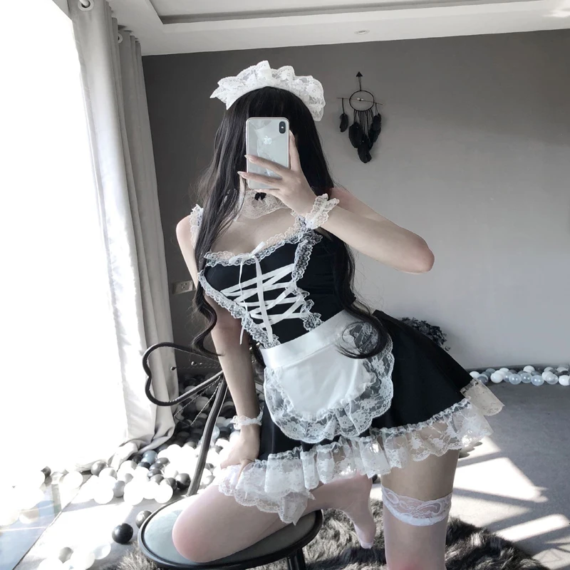 Hot Lolita Maid Uniform Babydoll Dress Lingerie Porn Erotic Role Play Women Sexy Lingerie Maid Cosplay Costumes Maids Underwear women lingerie women lingerie set women cosplay costume