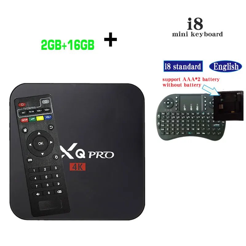 Android tv box 7,1 MXQpro 4K S905W 1GB 8GB Smart quad core tv box 2GB 16GB можно оформить подписку на ip-телевидение арабское, Европа, Бразилия - Цвет: (2G16G) and I8