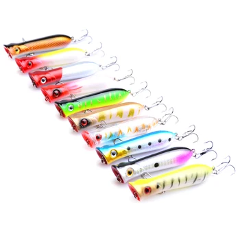 

100pcs/lot Topwater hard bait popper fishing lure plastic bait swimbait bass pike crank bait fishing tackle