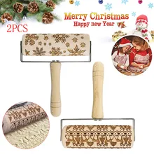 Нажимная Рождественская скалка для тиснения, печатная палочка для теста для печенья, инструмент для выпечки печенья, теста для торта, выгравированный ролик