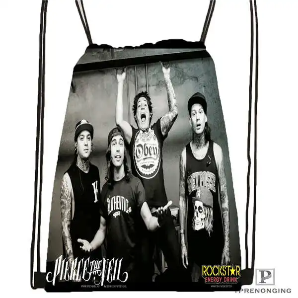 Custom Pierce-The-Veil@ 01-походная сумка на шнурке милый рюкзак для детей(черная спинка) 31x40 см#180611-03-104