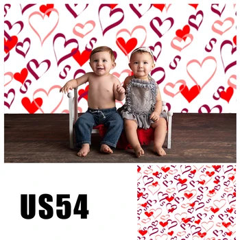 

HUAYI Photography Backdrop Valentines Day Vinyl Background Red Hearts Baby Photo Booth Portraits Props US54