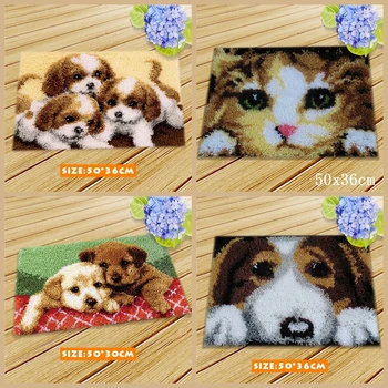 

3D Diy Needlework Cat Dog Smyrna Klink Haak Kussen Bloem Kit Almofadas Knooppakket Klink Haak Kleed Bloemen Kits Mat Embroidery