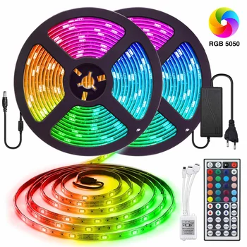 

2PCS 5M LED Strip SMD 5050 LED RGB 300 LED Light String Tape + IR Remote Control for Home Decoration waterproof IP65 DC12V