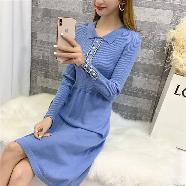 Blusas De Inverno Feminina, 9468, настоящая фотография, новое корейское эластичное трикотажное платье с квадратным воротником, 54-2 этаж, ряд 6-7, средняя полка