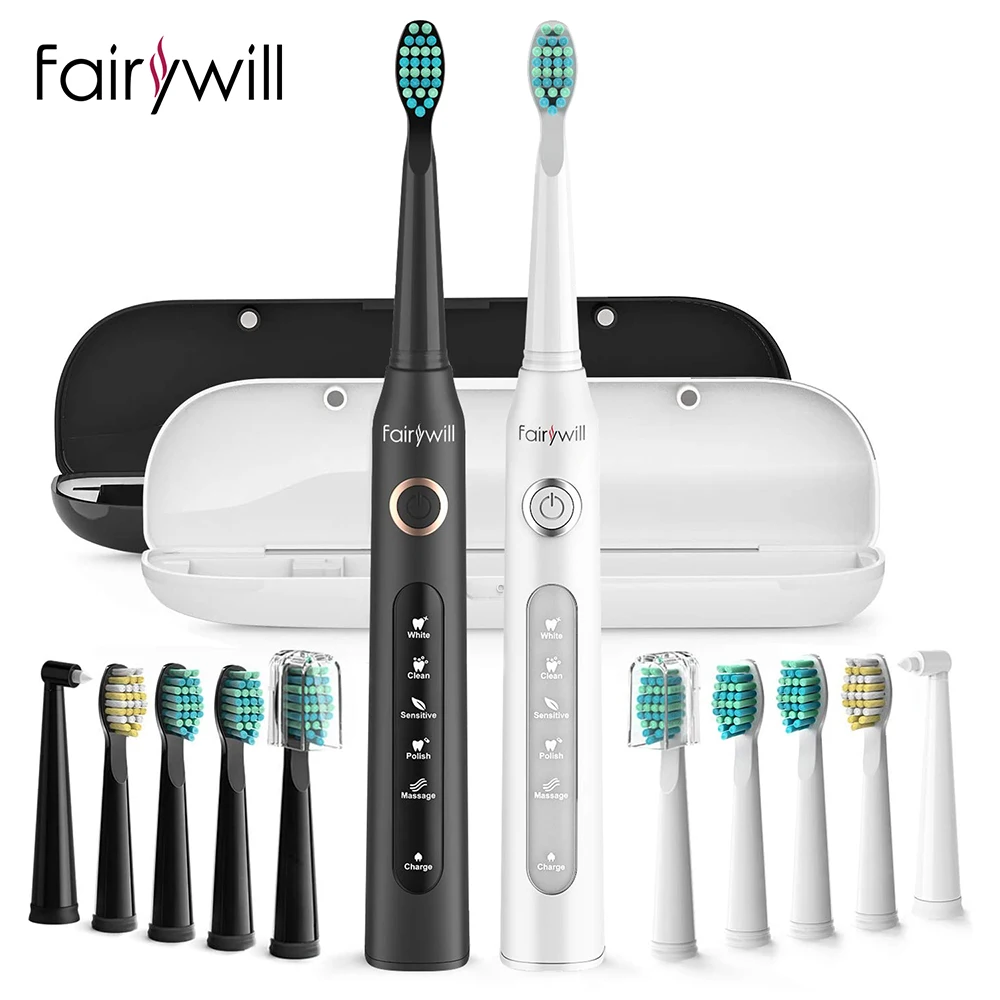 Fairywill Sonic Electric Toothbrushes for Adults Kids 5 Modes Smart Timer Rechargeable Whitening Toothbrush with 10 Brush Heads Fairywill Sonic Electric Toothbrushes for Adults Kids 5 Modes Smart Timer Rechargeable Whitening Toothbrush with 10 Brush Heads