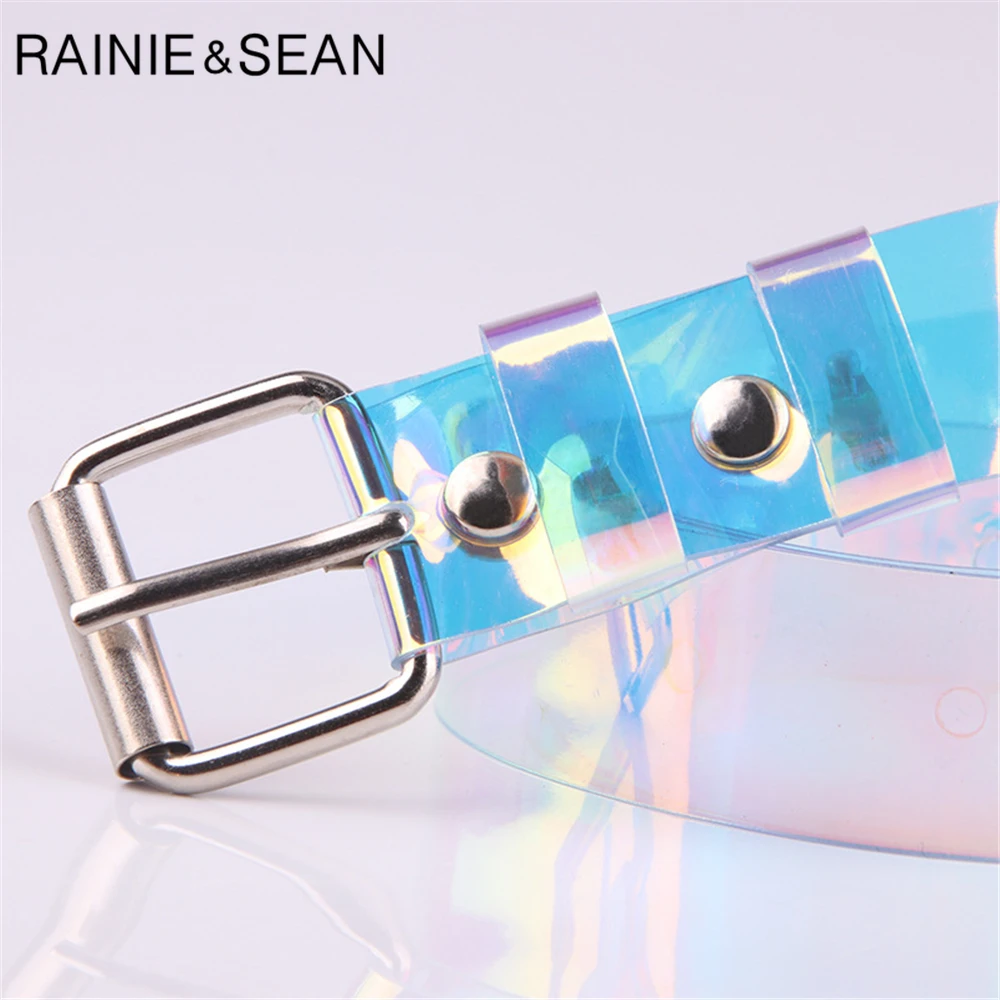 RAINIE SEAN Belt Women High Fashion Pvc Transparent Colorful Women Belt for Jeans Pin Buckle Casual Waist Belts Accessories