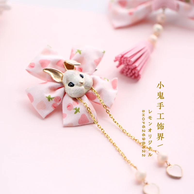 Японское кимоно Вишневый кружевной бант Kawaii Кролик ободок для головы наголовный обруч Милые Женские Розовые заколки с орнаментом аксессуары для волос