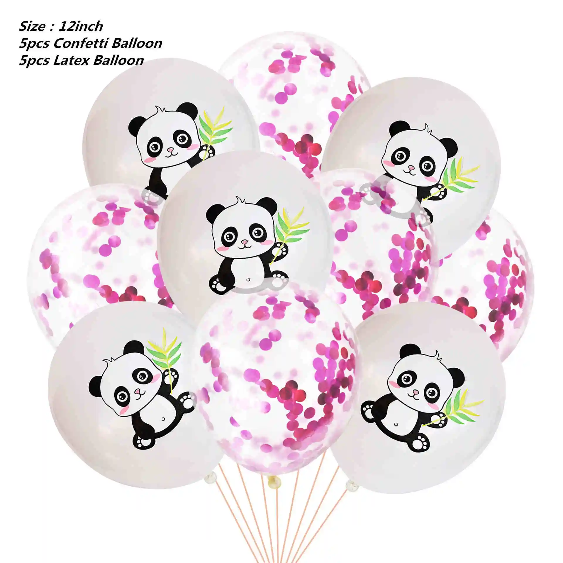 Latex Balloon 10pcs Мультяшная панда тематическая вечеринка на день рождения украшения Дети Девочка одноразовая посуда набор салфетки чашка тарелка Подарочная сумка для вечеринок - Цвет: Latex Balloon 10pcs