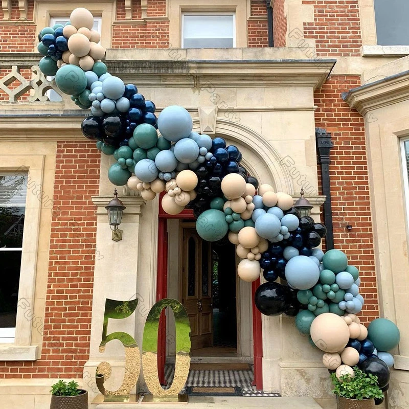 

225pcs Pearl Navy Blue Balloon Garland Birthday Party Decoration Sage Green Apricot Ballons Arch Baby Shower Gender Reveal Decor
