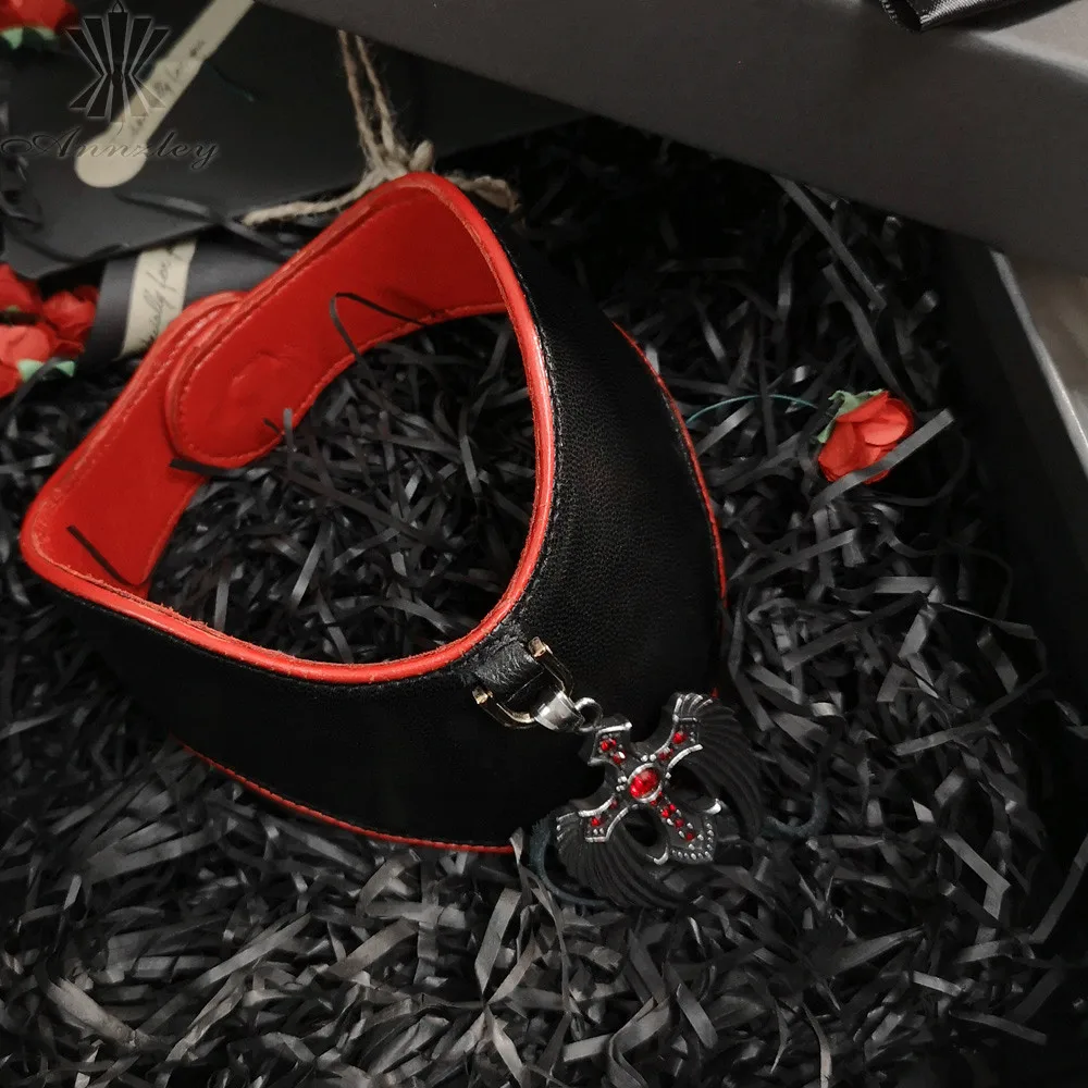 Black Gothic Halloween Costomes Punk Choker Collar Necklace Chain 2019 Genunie Leather Necklace  (3)