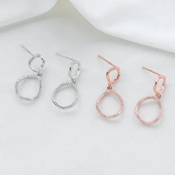 

S925 Silver Wavy Circle Diamond Set Earrings Women's Fashion Elegant Versatile Cool Ear Stud Source