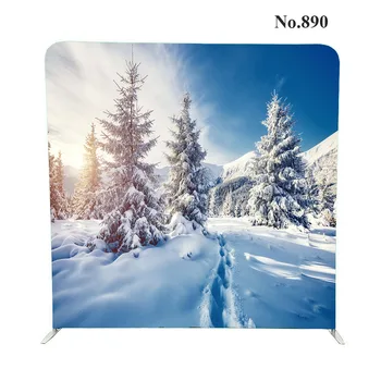 

custom 8x8ft stand and No.890 with No.893 double sided print pillowcase winter snow backdrop