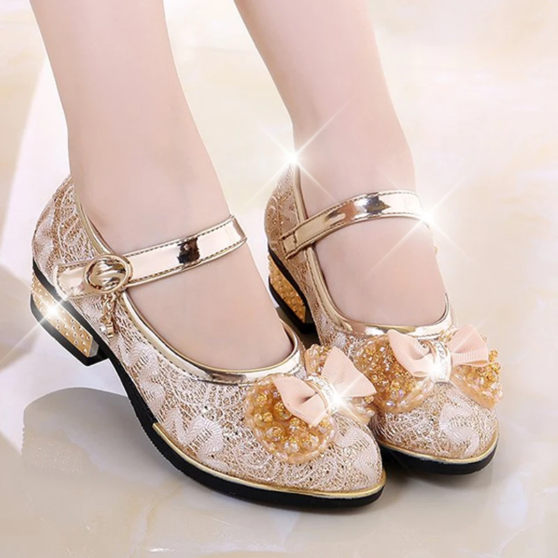 Baby Girls Sandals Children Shoes Princess Wedge Sandals Fashion PU Leather Girls Bow Non slip Low Heels