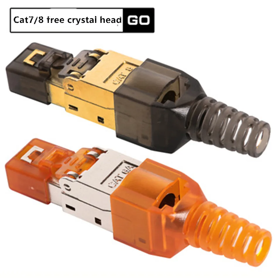 Cat6A Cat7 Cat8 Rj45 Connectors Tool-Free Crimping Shielded Ethernet Cable LAN Corner Adapter Network Cable Internet RJ45 Plug