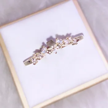 

Fashion Yellow Gold Little Stars Ring Elegant Simple Jewelry Ladies Exquisite Romantic Birthday Gift Factory Wholesale