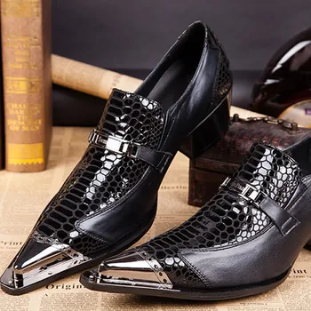 

KPOCOBKN Shoes Men Leather Slip-on Pointed Toe British Style Loafers Genuine Leather Full Grain Leather Cow Leather Rubber