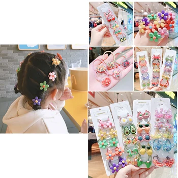 

5 PCS/Set Cute Flower Hair Bands Fresh Paints Headwear Hair Ties Elastic Princess Headdress Hairband kids Girls Accessories