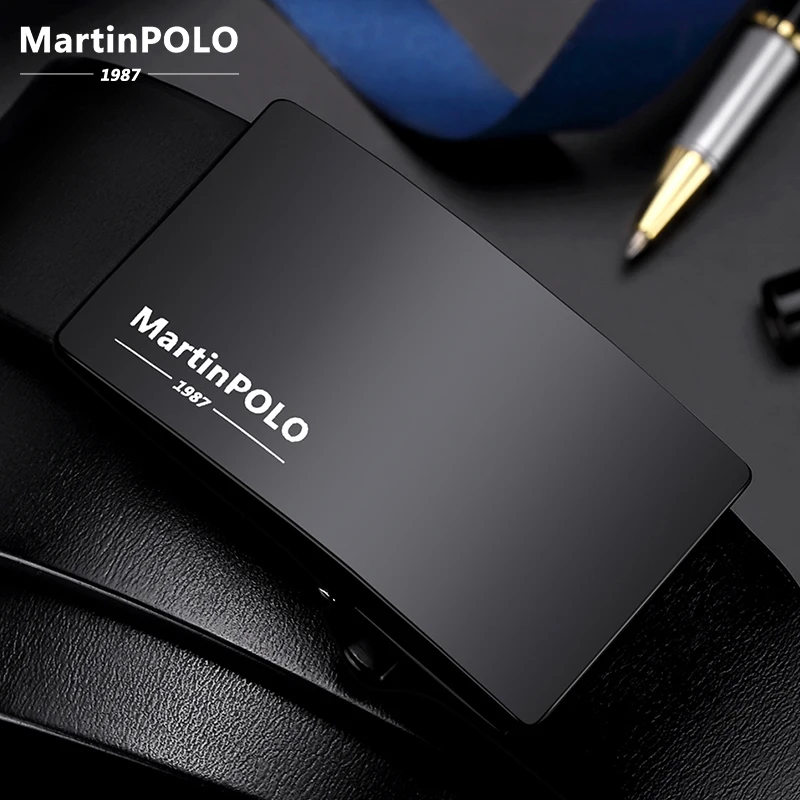 

MARTINPOLO Men's Automatic Buckle Belt Genuine Leather Belts For men Luxury Cowskin Black strap With 3.5cm Width Casual MP01701P