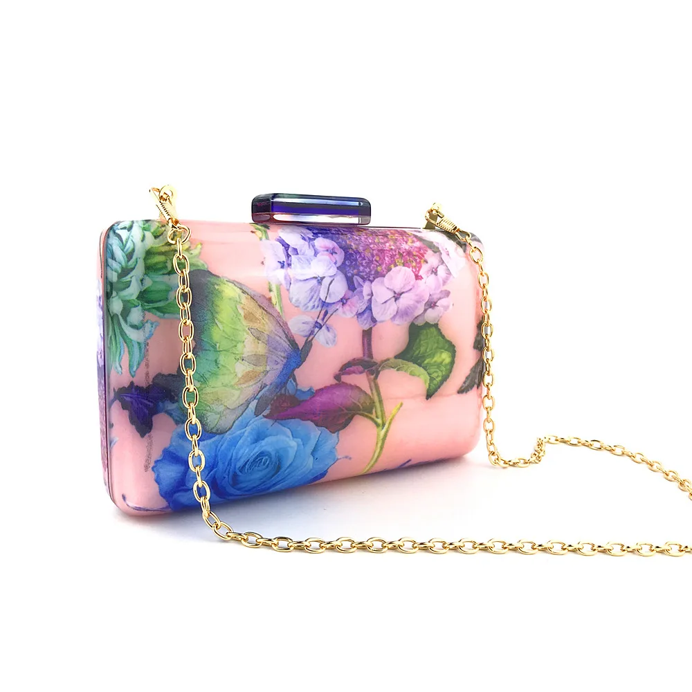 Красочные овальной формы красивый цветок bolsa feminin фирменный дизайн женская сумка на плечо акриловый кошелек коробка клатчи сумки для женщин